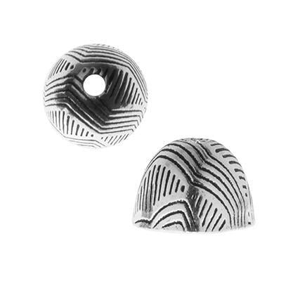 7mm Silver Plated Bali Style Zig Zag Etched End Caps - Goody Beads