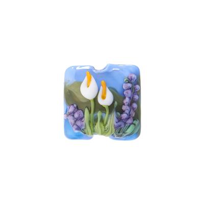 15mm Handmade Calla Lily Lake Pillow Focal Bead by Grace Lampwork - Goody Beads