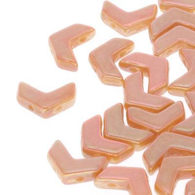 4x10mm Chalk Full Apricot Chevron Duo Czech Glass Beads - Goody Beads