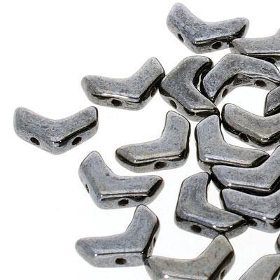 4x10mm Chalk Gunmetal Chevron Duo Czech Glass Beads - Goody Beads