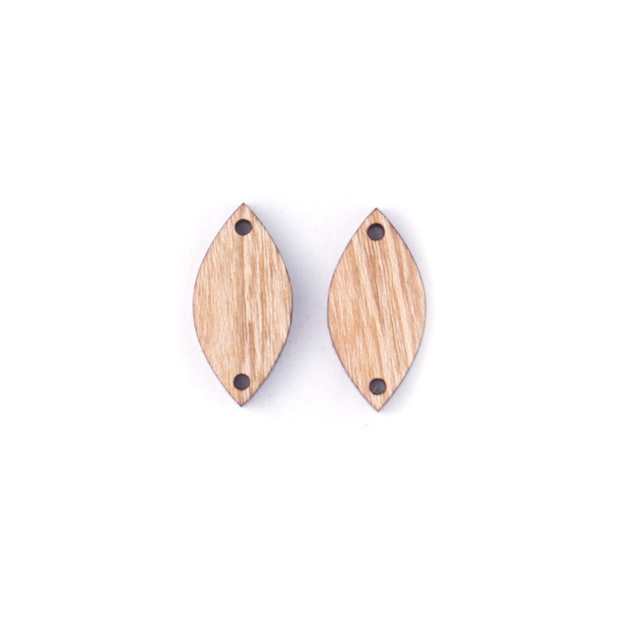 19x10mm Pointed Oval Cherry Wood Connector Set - Goody Beads