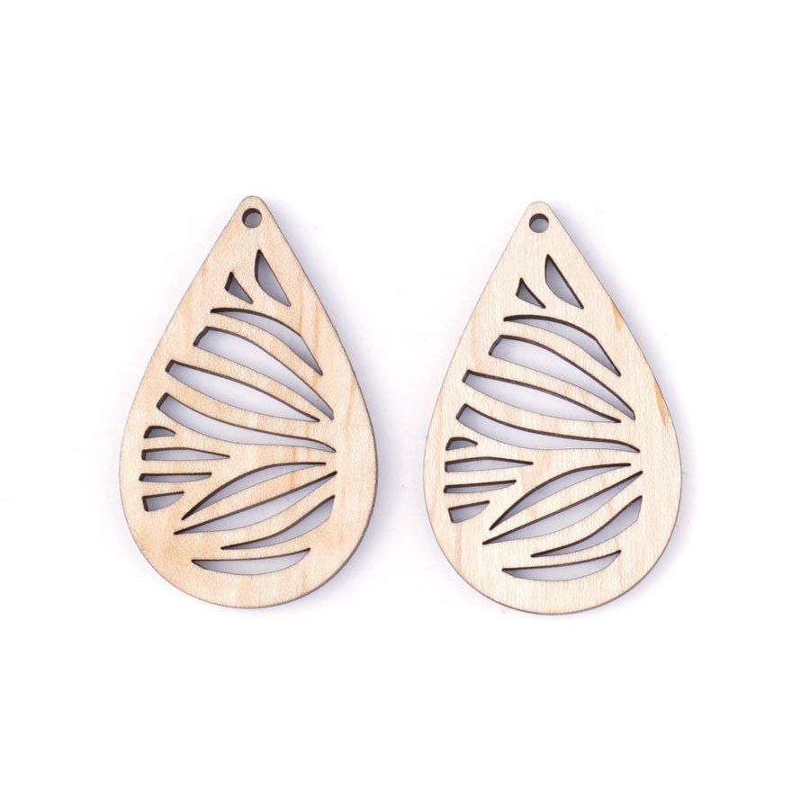 51mm Safari Striped Drop Maple Wood Component Set - Goody Beads