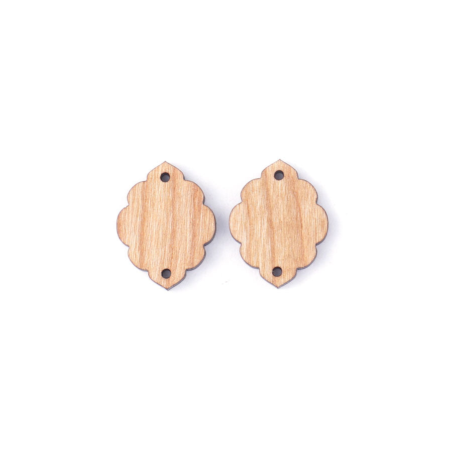 22x17mm Scalloped Oval Cherry Wood Connector Set - Goody Beads