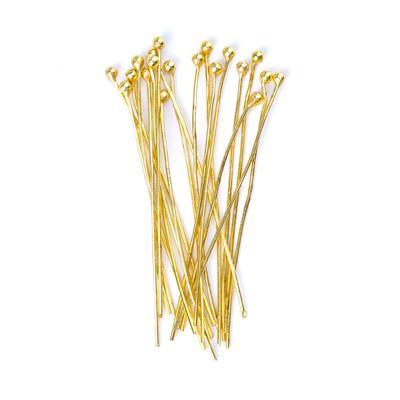 2 Inch Gold Plated Bali Style Headpin with 3mm Ball - Goody Beads