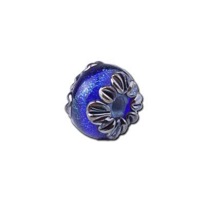 9x13mm Handmade Sapphire Sea Shimmer Rondelle Bead by Grace Lampwork - Goody Beads