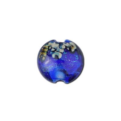 15x15mm Handmade Sapphire Sea Shimmer Lentil Bead by Grace Lampwork - Goody Beads