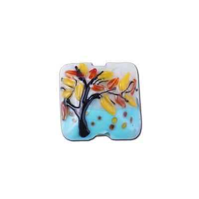 15x15mm Handmade Autumn Tree Pillow Bead by Grace Lampwork - Goody Beads