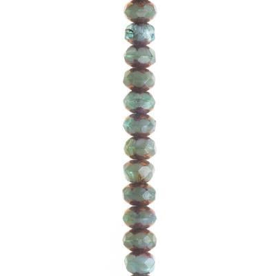 5x3mm Sage and Green Mix Opaque with Bronze Finish Rondelle Czech Glass Beads from Raven's Journey - Goody Beads