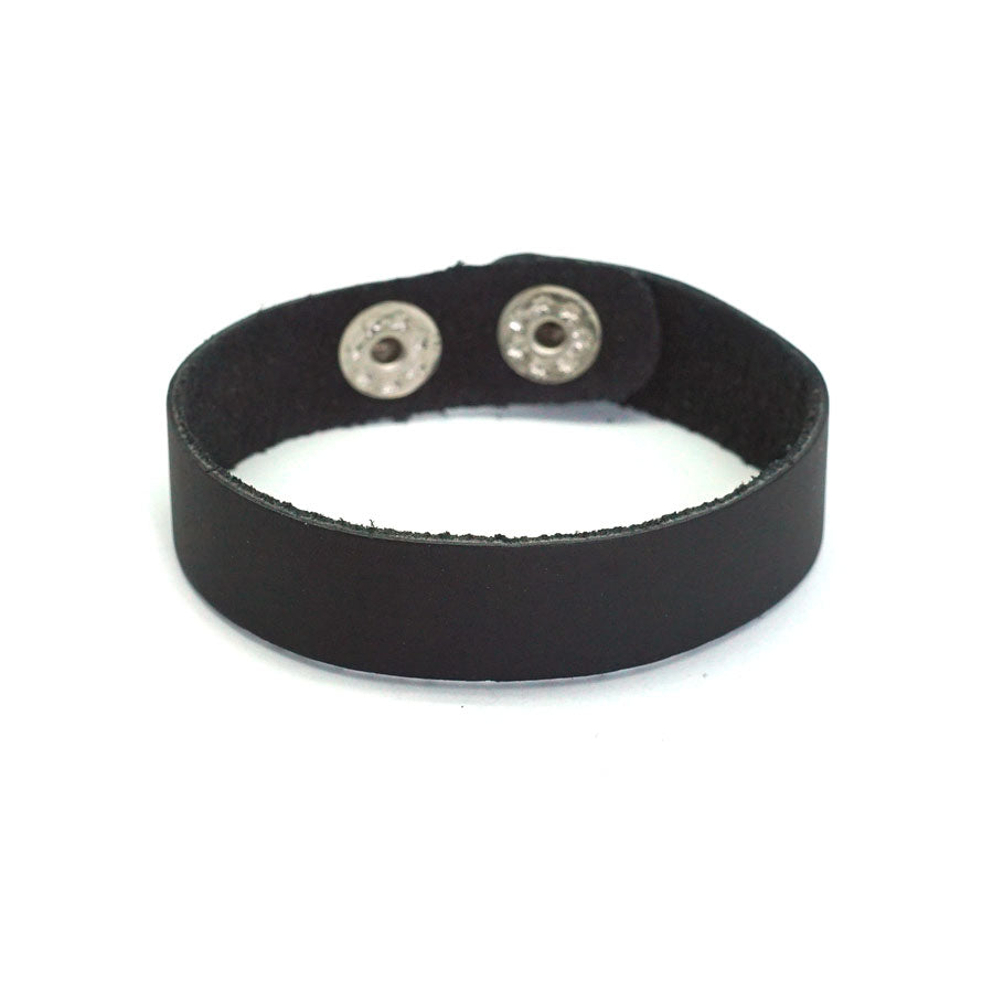 1.5cm Black Leather Cuff with Silver Snaps - Goody Beads