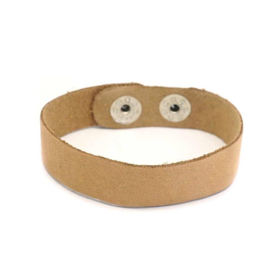 1.5cm Natural Tan Nubuck Leather Cuff with Silver Snaps - Goody Beads