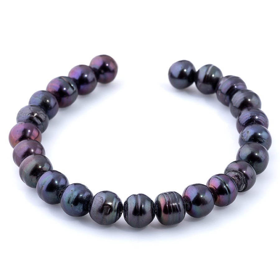 Potato Freshwater 9-10mm Purple Large Hole Pearl Strand