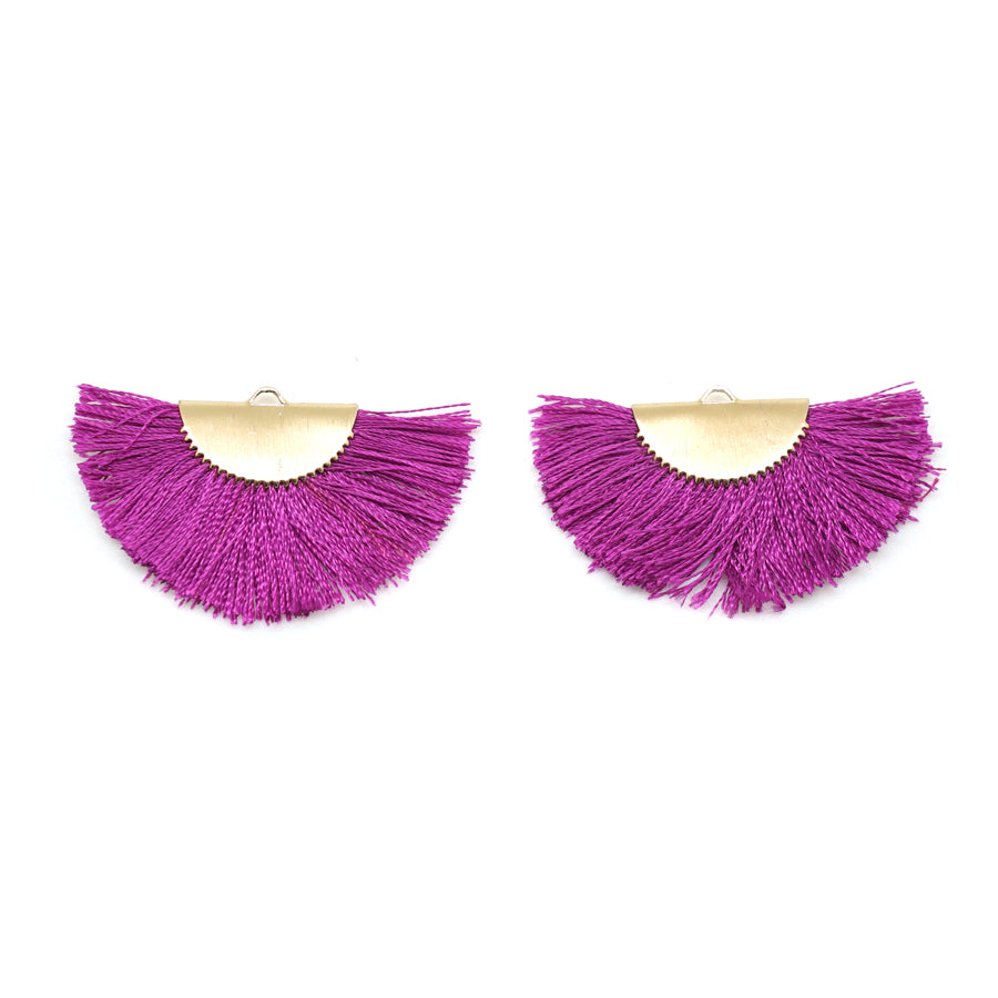 27x47mm Purple Flat Half Circle Fan Tassel with Gold - Goody Beads