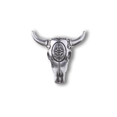 Antique Silver Deco Bull Skull Slider for 10mm Flat Leather - Goody Beads