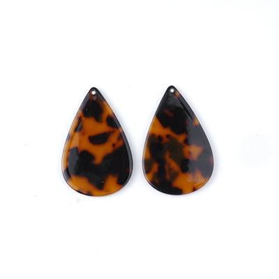 40x26mm Tortoise Shell Acetate Teardrop Pendant - Goody Beads