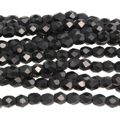 3mm Matte Jet Czech Glass Fire Polish Beads - Goody Beads