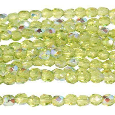 3mm Olivine AB Czech Glass Fire Polish Beads - Goody Beads