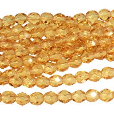 4mm Medium Topaz Czech Glass Fire Polish Beads - Goody Beads