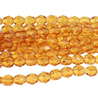 4mm Dark Topaz Czech Glass Fire Polish Beads - Goody Beads