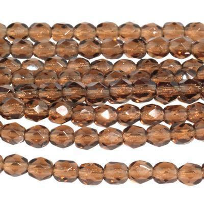 4mm Smoky Topaz Czech Glass Fire Polish Beads - Goody Beads