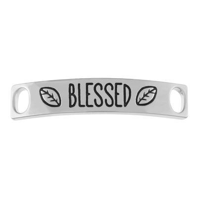 45mm Silver Inspirational Bar - Blessed - Goody Beads