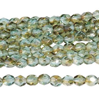 4mm Aquamarine Celsian Czech Glass Fire Polish Beads - Goody Beads