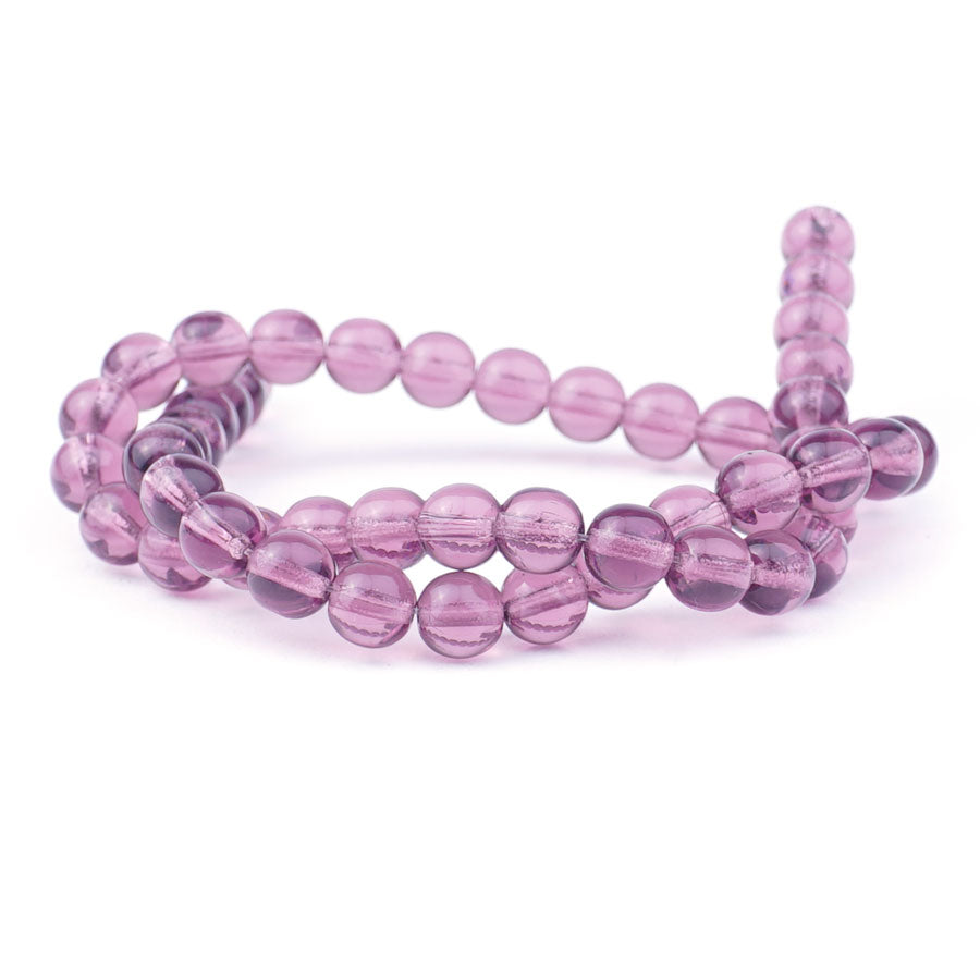 6mm Amethyst Druk Czech Glass Beads - Goody Beads