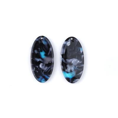 30x15mm Blue Acetate Oval Pendant - Goody Beads