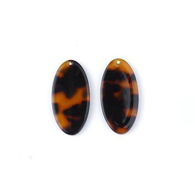 30x15mm Tortoise Shell Acetate Oval Pendant - Goody Beads