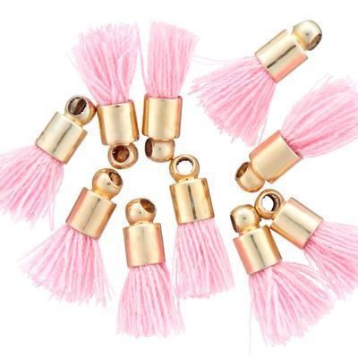 10mm Rose Fabric Tassel with Gold Cap - Goody Beads