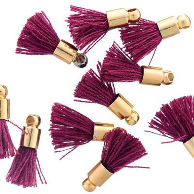 10mm Purple Fabric Tassel with Gold Cap - Goody Beads