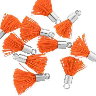 10mm Coral Fabric Tassel with Silver Cap - Goody Beads