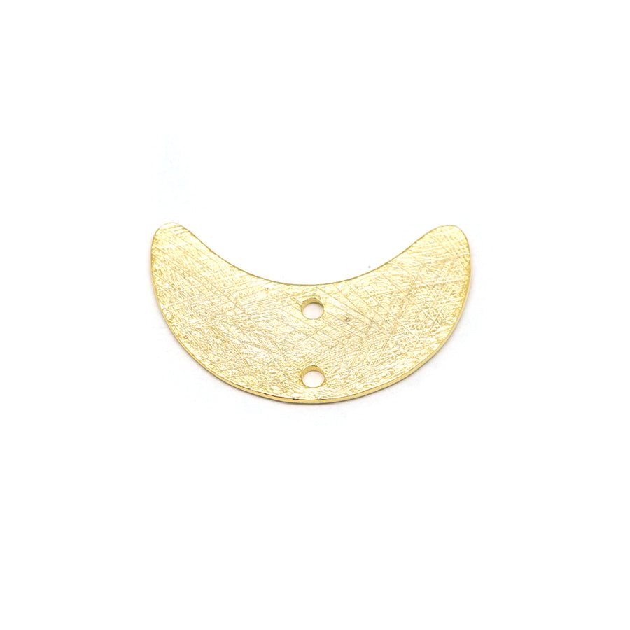 31x16mm Satin Gold Etched Crescent Connector - Goody Beads