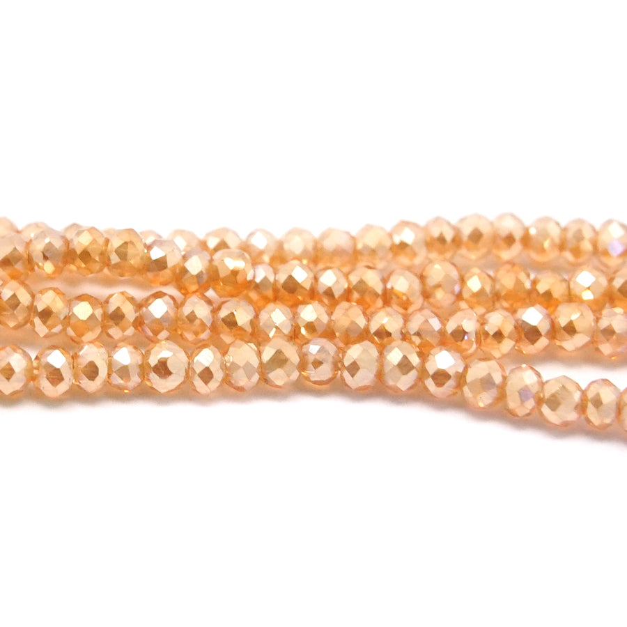 1.5x2mm Peach Champagne Faceted Rondelle Chinese Crystal Glass Beads - Goody Beads