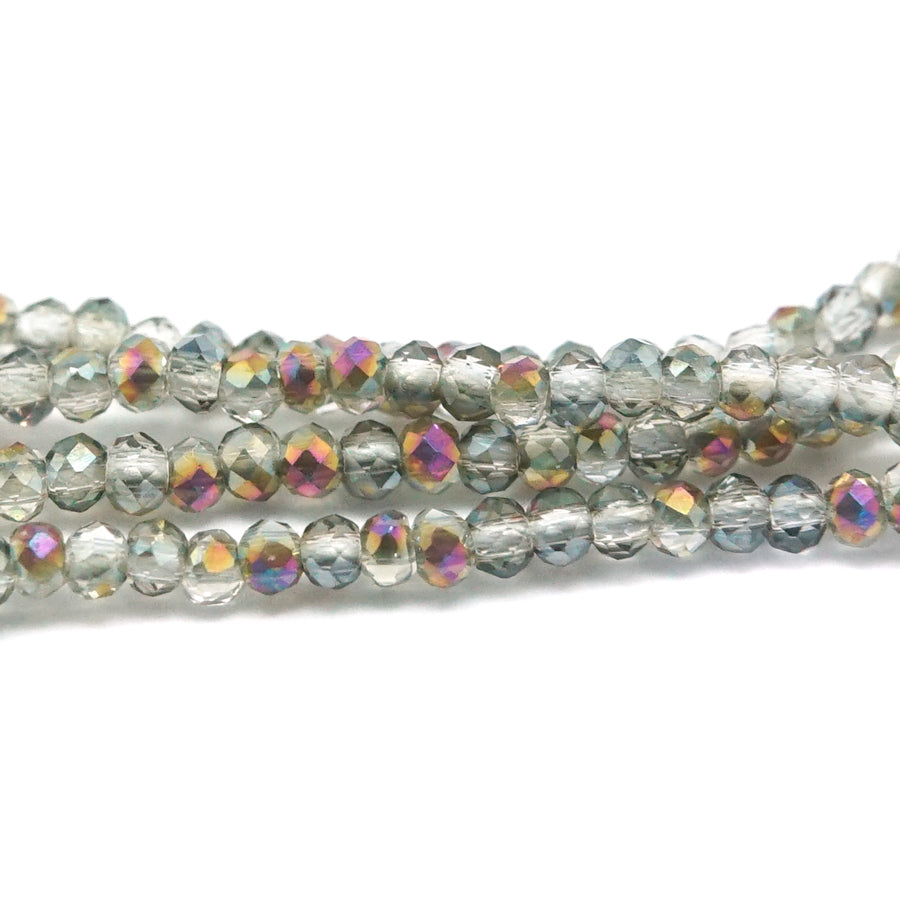 1.5x2mm Silver Rainbow Faceted Rondelle Chinese Crystal Glass Beads - Goody Beads