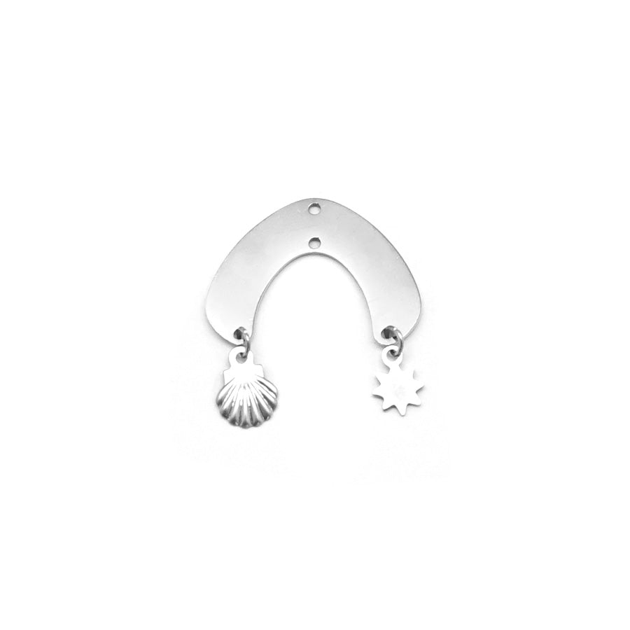 20mm Silver Plated Arch Shaped Connector with Tiny Charms - Goody Beads