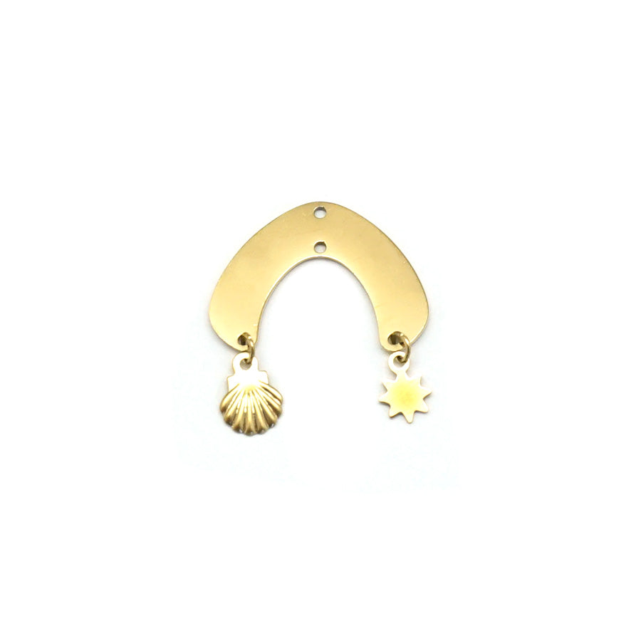 20mm 14K Gold Plated Arch Shaped Connector with Tiny Charms - Goody Beads