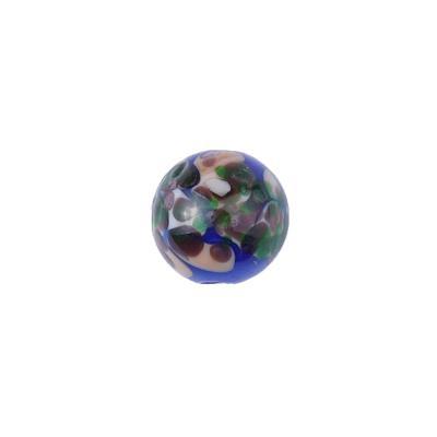 12mm Blue with Green and Brown Dotty Swirl Round Lampwork Beads - Goody Beads