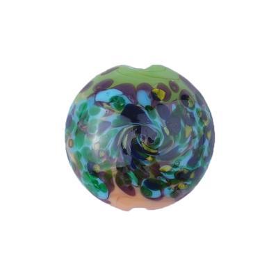 17mm Peach and Lime with Blue Dotty Swirl Disc Lampwork Beads - Goody Beads