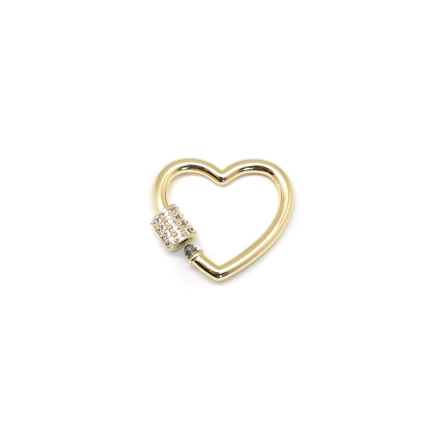 25mm Gold Plated Heart Shaped Jewelry Carabiner Rhinestone Lock Clasp or Pendant - Goody Beads