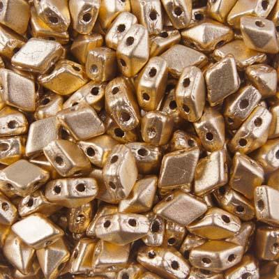 4x6mm Matte Gold DiamonDuo MINI 2-Hole Czech Glass Beads - Goody Beads