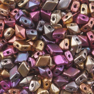 4x6mm Matte Golden Iris DiamonDuo MINI 2-Hole Czech Glass Beads - Goody Beads