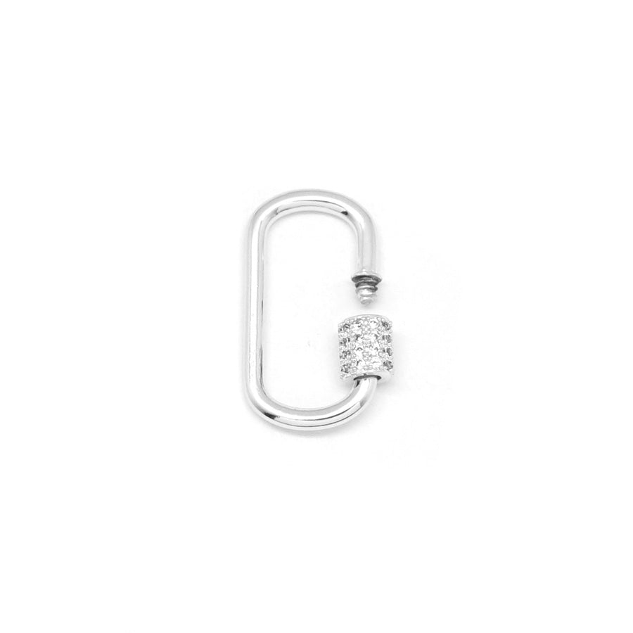 28mm Silver Plated Jewelry Carabiner with Rhinestone Lock Clasp or Pendant - Goody Beads
