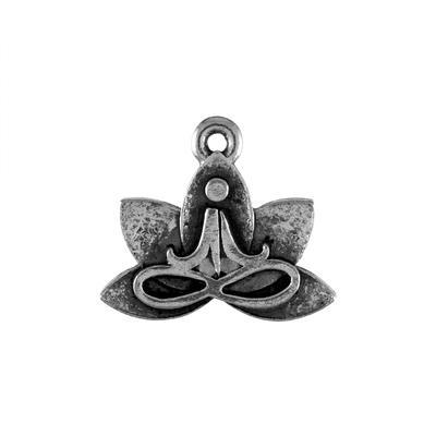 16mm Antique Pewter Lotus Meditator Charm - Goody Beads