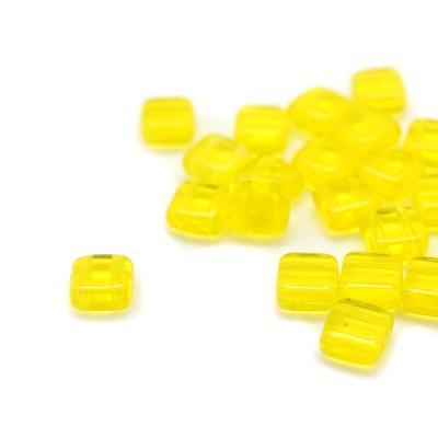 6mm Lemon Two Hole Tile Czech Glass Beads by CzechMates - Goody Beads