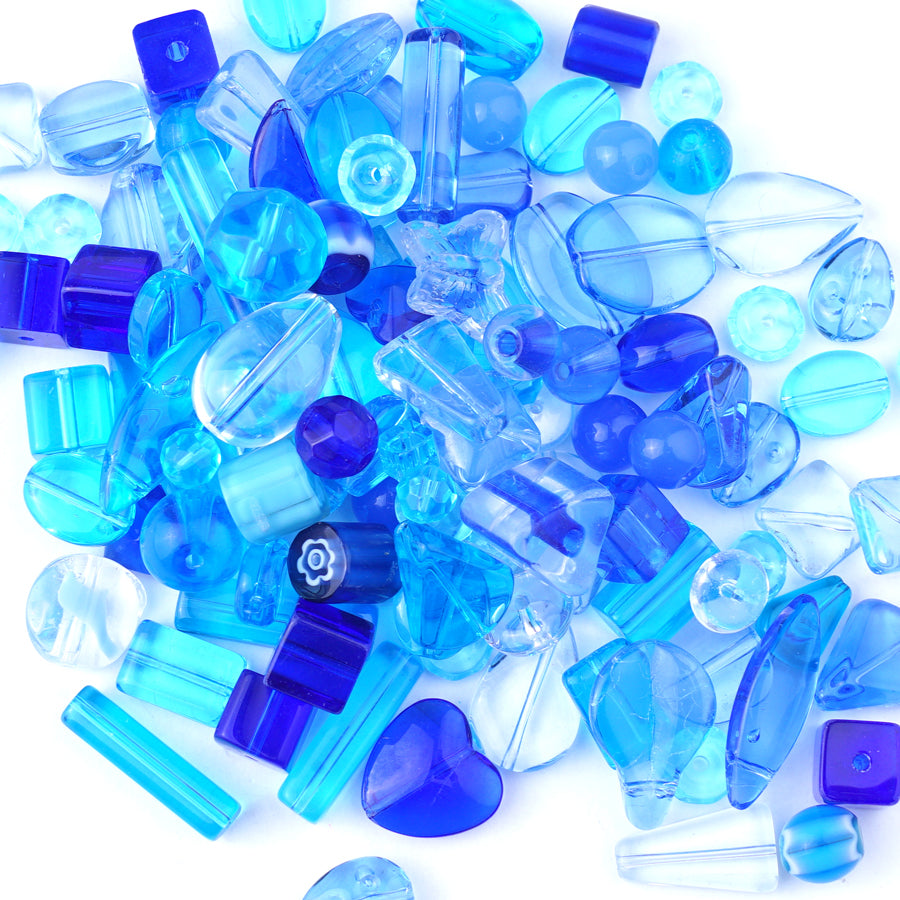 Blue Pressed Glass Bead Mix - Goody Beads