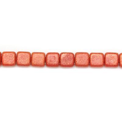 6mm Red Antique Shimmer Two Hole Tile Czech Glass Beads by CzechMates - Goody Beads