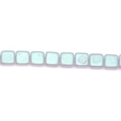 6mm Aque Glow Milky Alexandrite Two Hole Tile Czech Glass Beads by CzechMates - Goody Beads