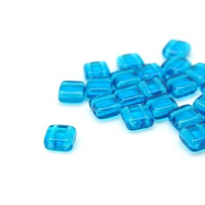 6mm Capri Blue Two Hole Tile Czech Glass Beads by CzechMates - Goody Beads