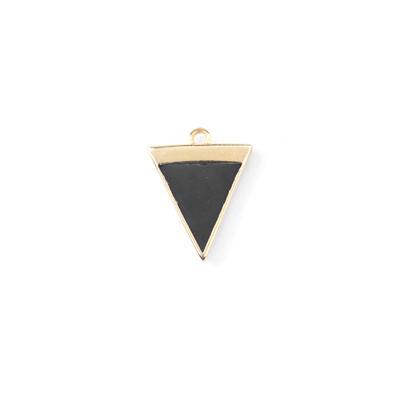 20mm Black Enamel Gold Plated Triangle Charm - Goody Beads