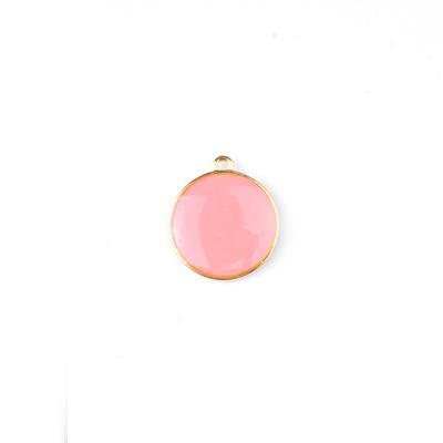 19mm Coral Enamel Gold Plated Round Charm - Goody Beads